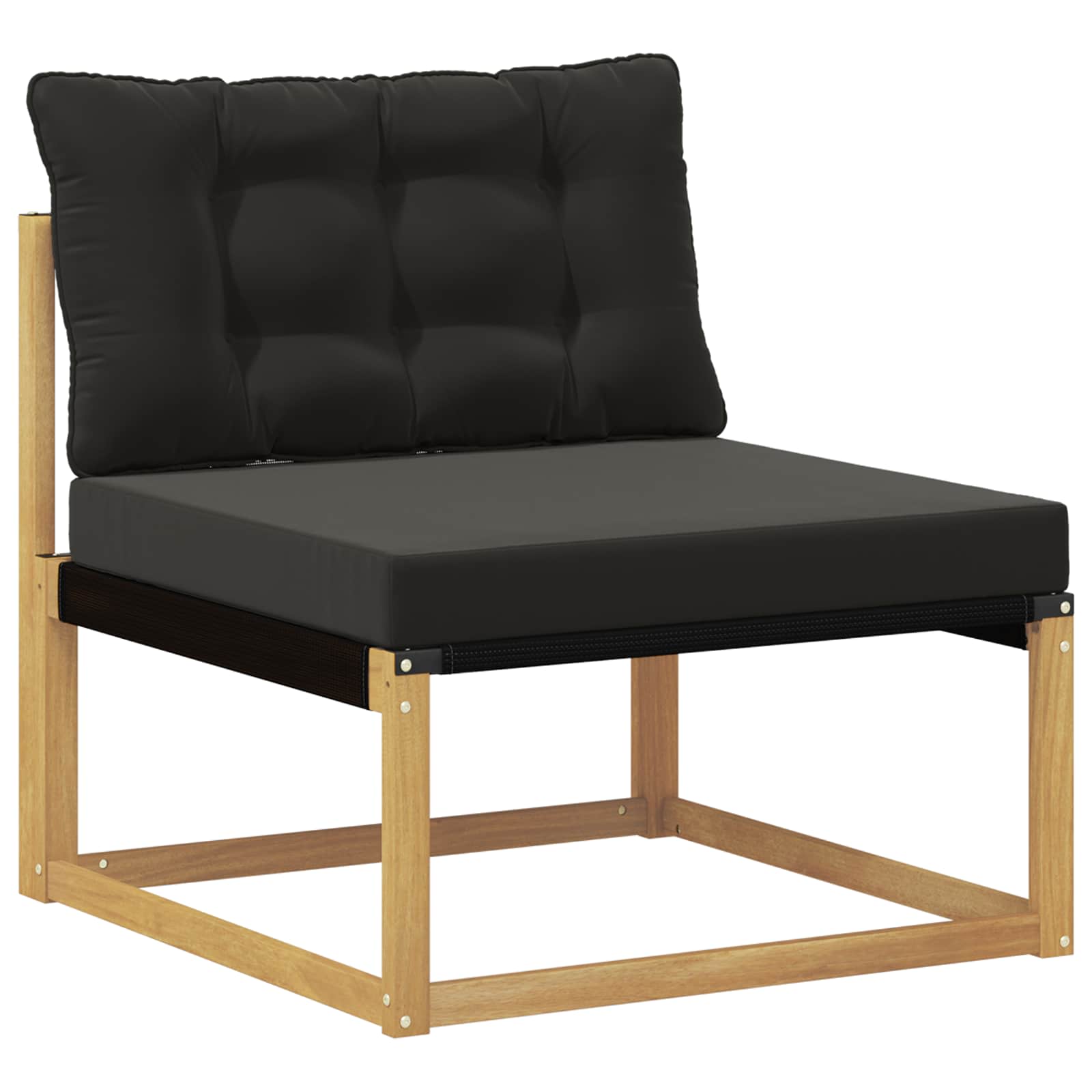 Sofa Ogrodowa Środkowa Stalowa z Czarną Poduszką