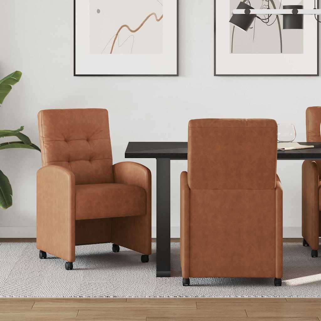 Krzesełka jadalne na kółkach 2 pcs Brązowy 58 x 67 x 97 cm vidaXL