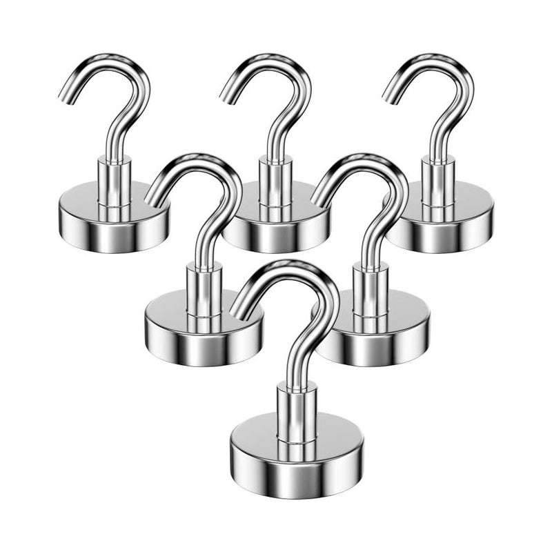 Magnetyczny haczyk o sile 34 kg, haczyki z magnesem neodymowym, wyjątkowo mocne haczyki magnetyczne, 6 sztuk