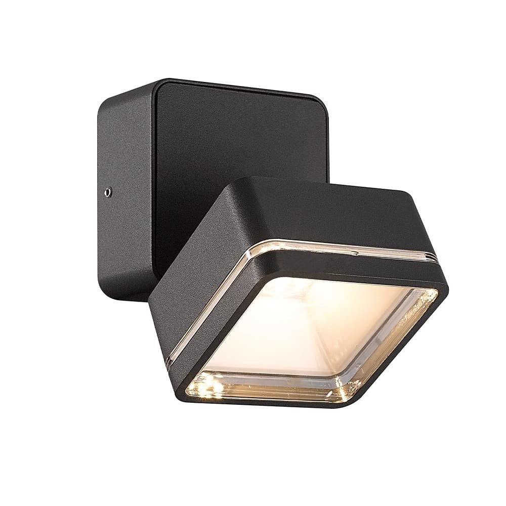 Zewnętrzna lampa ścienna LED Rades kwadratowa czarna z pozycją uchylną IP54