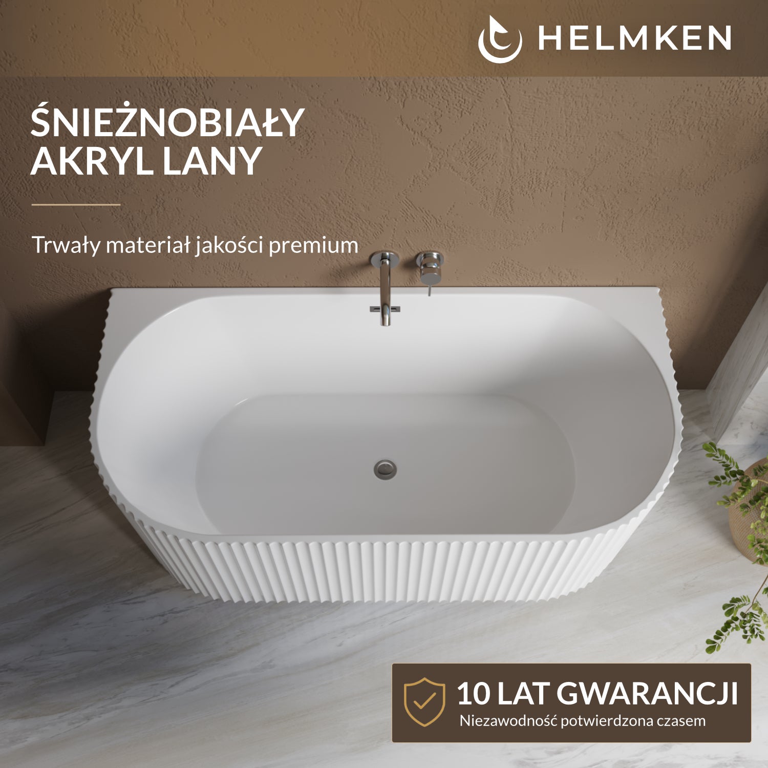 Wanna wolnostojąca przyścienna Helmken Serena 150x75 + Syfon + Nóżki