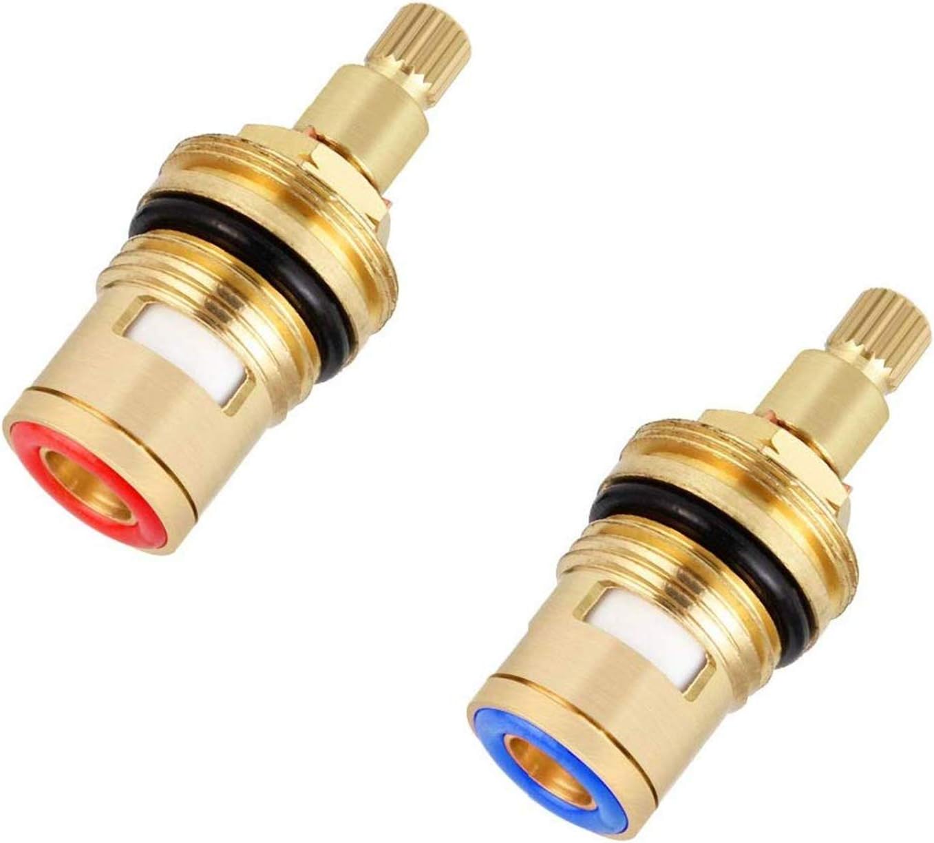 2pcs Kitchen Faucet Ceramic Cartridge Mixer, Corrosion Resistant Brass Seal Head, Universal Ceramic Faucet (1 Blue + 1 Red)