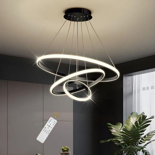 GOECO Ściemnialna lampa wisząca 40 W w nowoczesnym stylu, z pierścieniami, ściemnialna w zakresie 3000 K–6000 K, do salonu, sypialni, jadalni, biura,