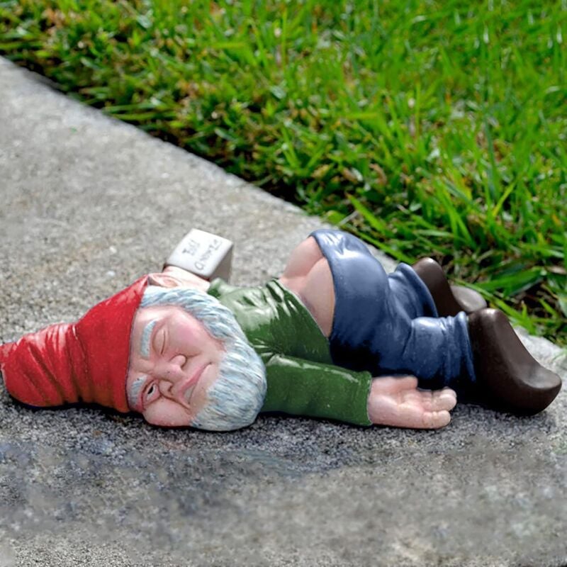 Pijany Zabawny Krasnal Ogrodowy, Kreatywna Dekoracja Posągu Gnome, Rzeźba Ogrodowa, Rękodzieło z Żywicy, Nowość Prezent Miniaturowy Krasnal