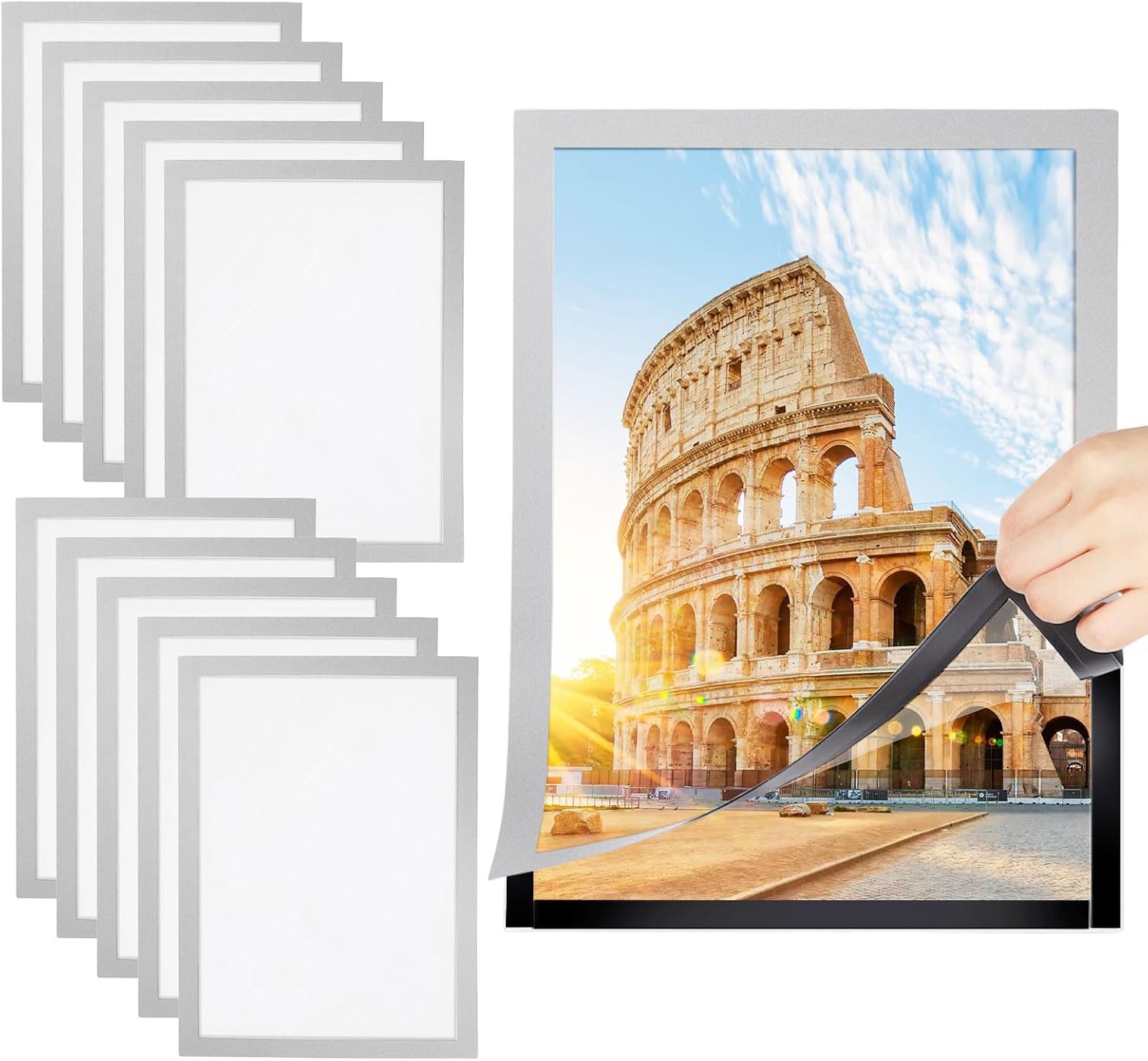 Zestaw 10 magnetycznych ramek do zdjęć A4 - Format A4 - Ramka informacyjna - Ramka na plakat - Wodoodporna