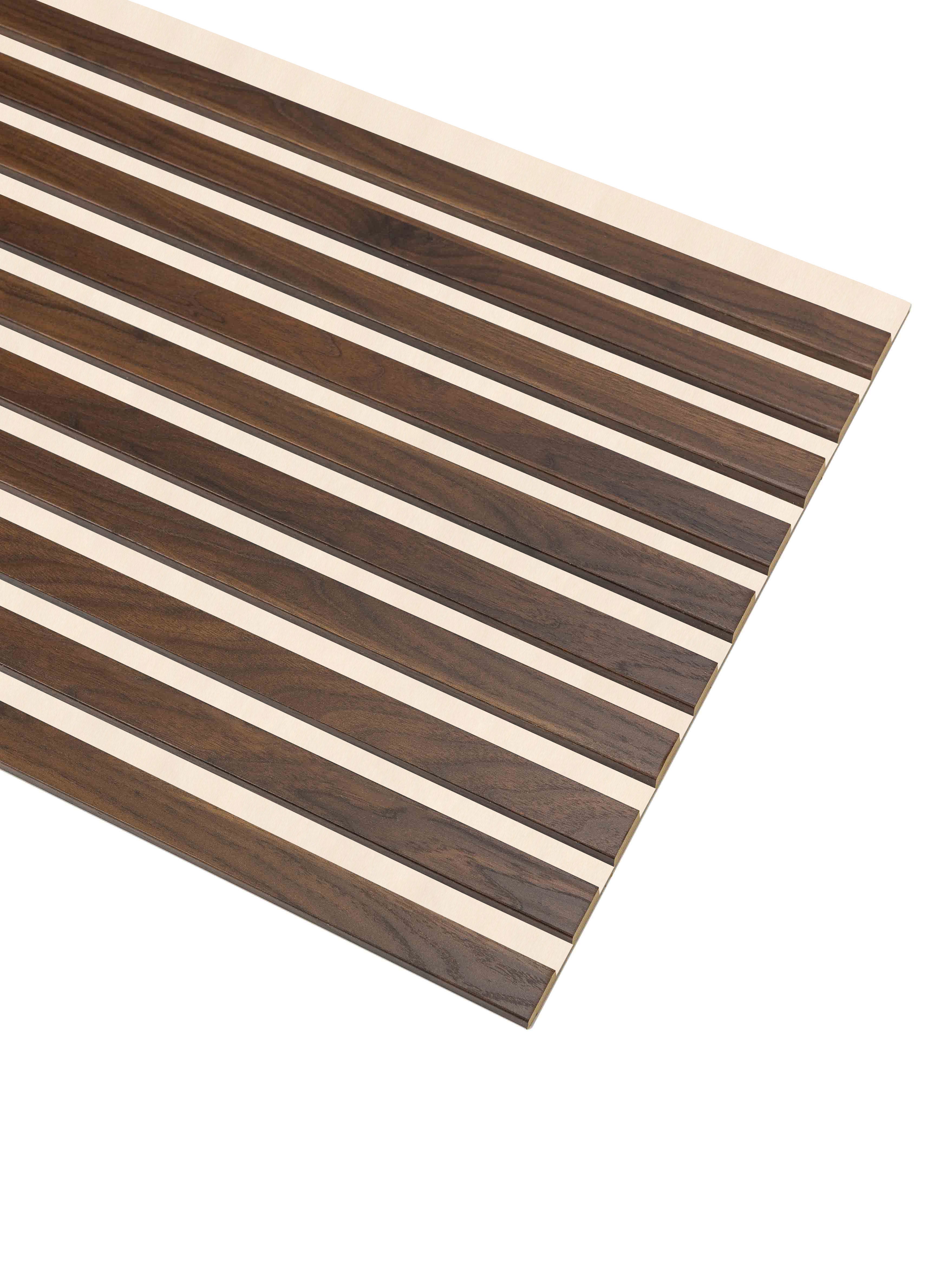 Lamele na Beżowym Filcu Ścienne SunWood 275x46cm Panel Dekoracyjny Orzech Columbia 1 szt.