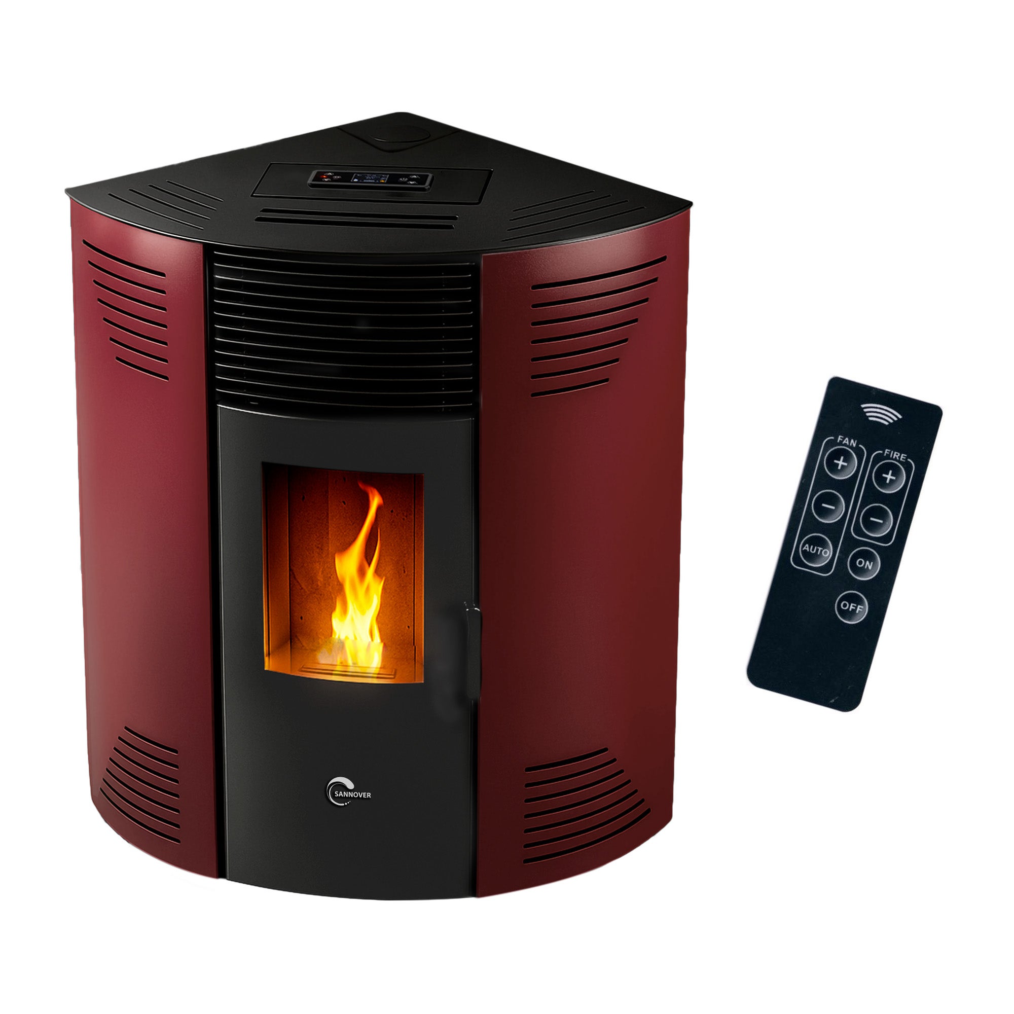 Piec na pelety narożny Iseos 12,2 kW bordowy Sannover