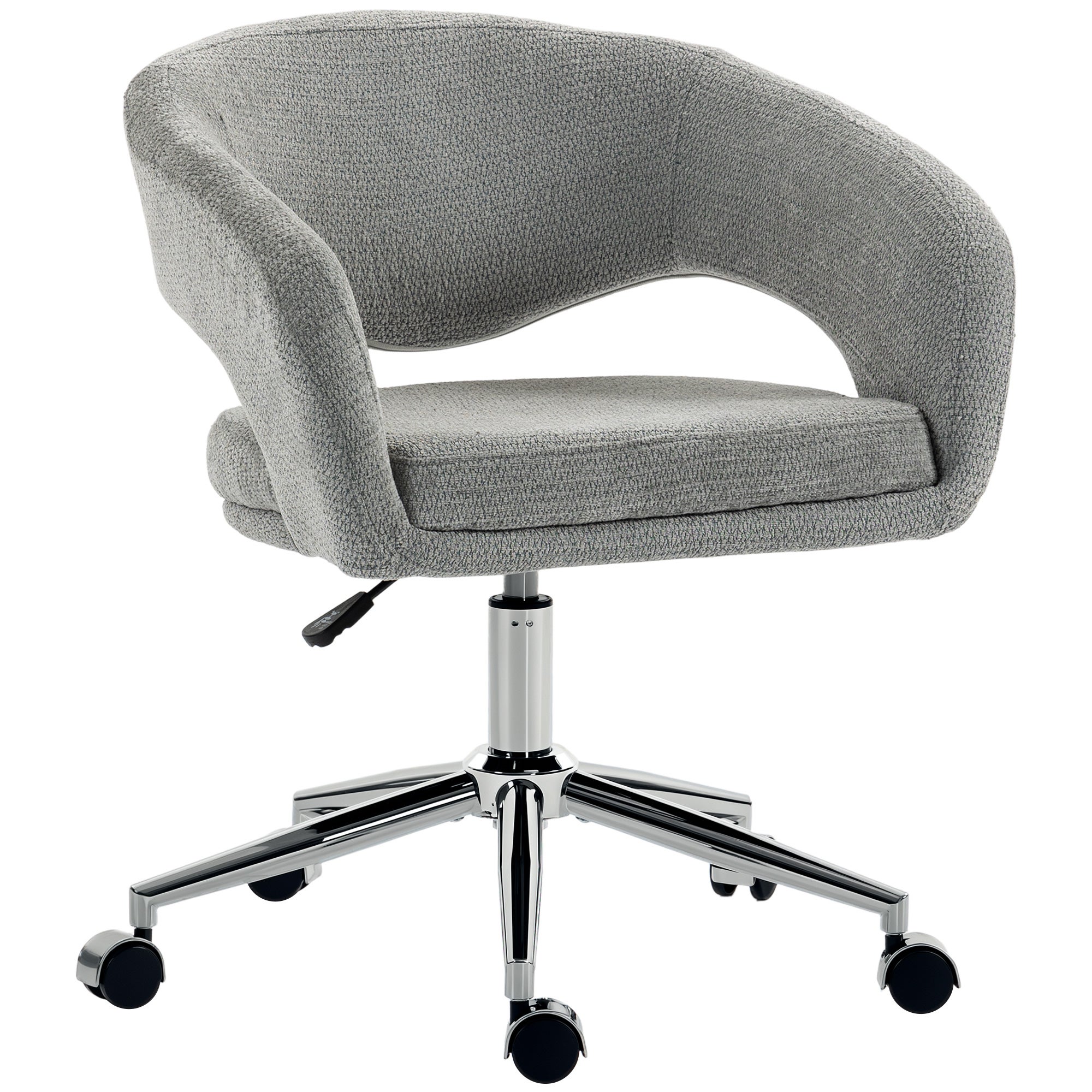 Ergonomiczny fotel biurowy, fotel biurowy Chenille z regulowaną wysokością, zakrzywione oparcie, szary