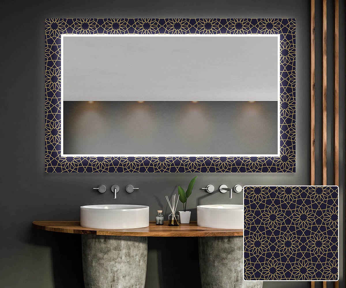 Dekoracyjne lustro z podświetleniem LED do salonu (60x80cm) Jasne lustro LED z chłodnym białym oświetleniem 7000K