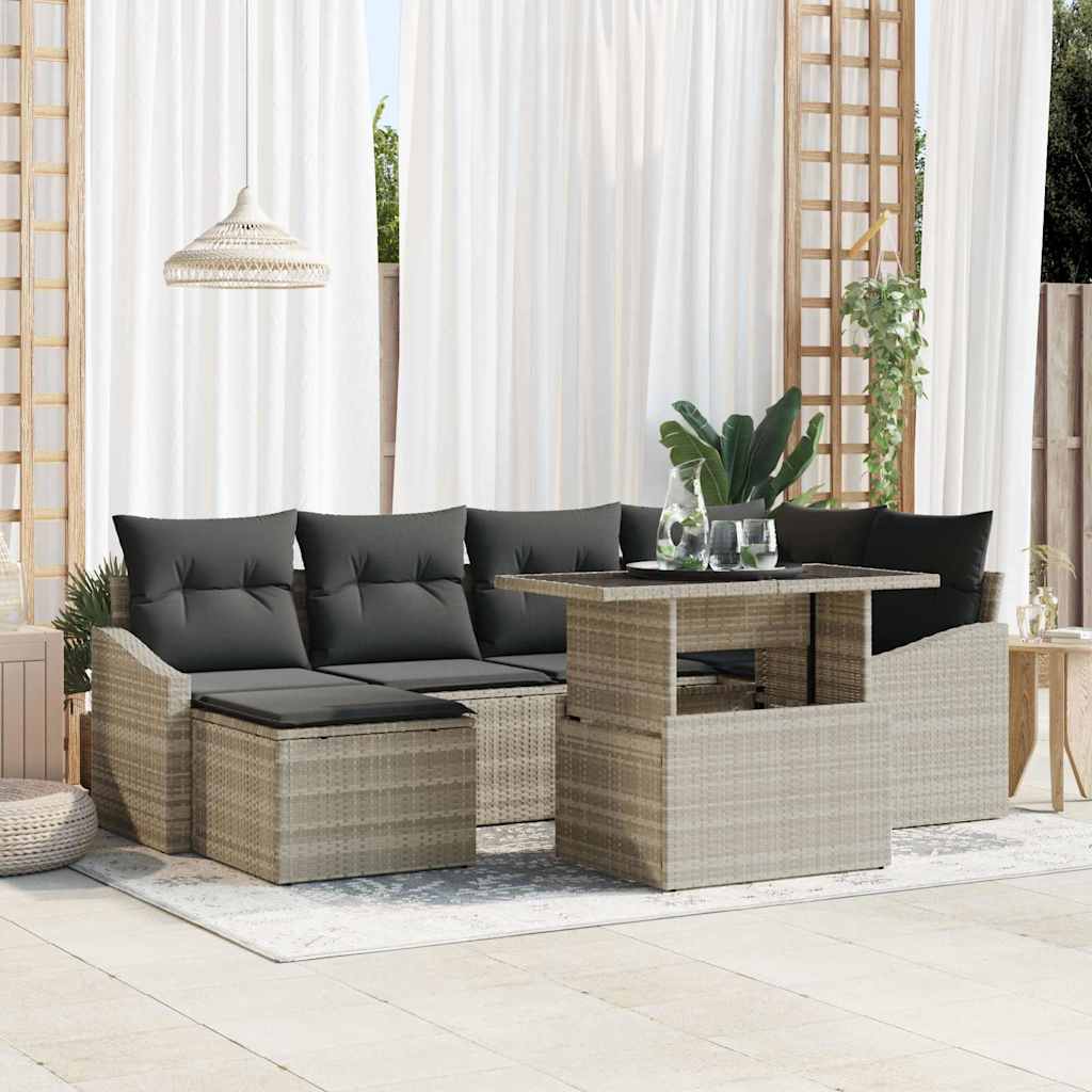 Zestaw Sof na Ogród z poduszką 7 pcs Jasnoszary i ciemnoszary vidaXL