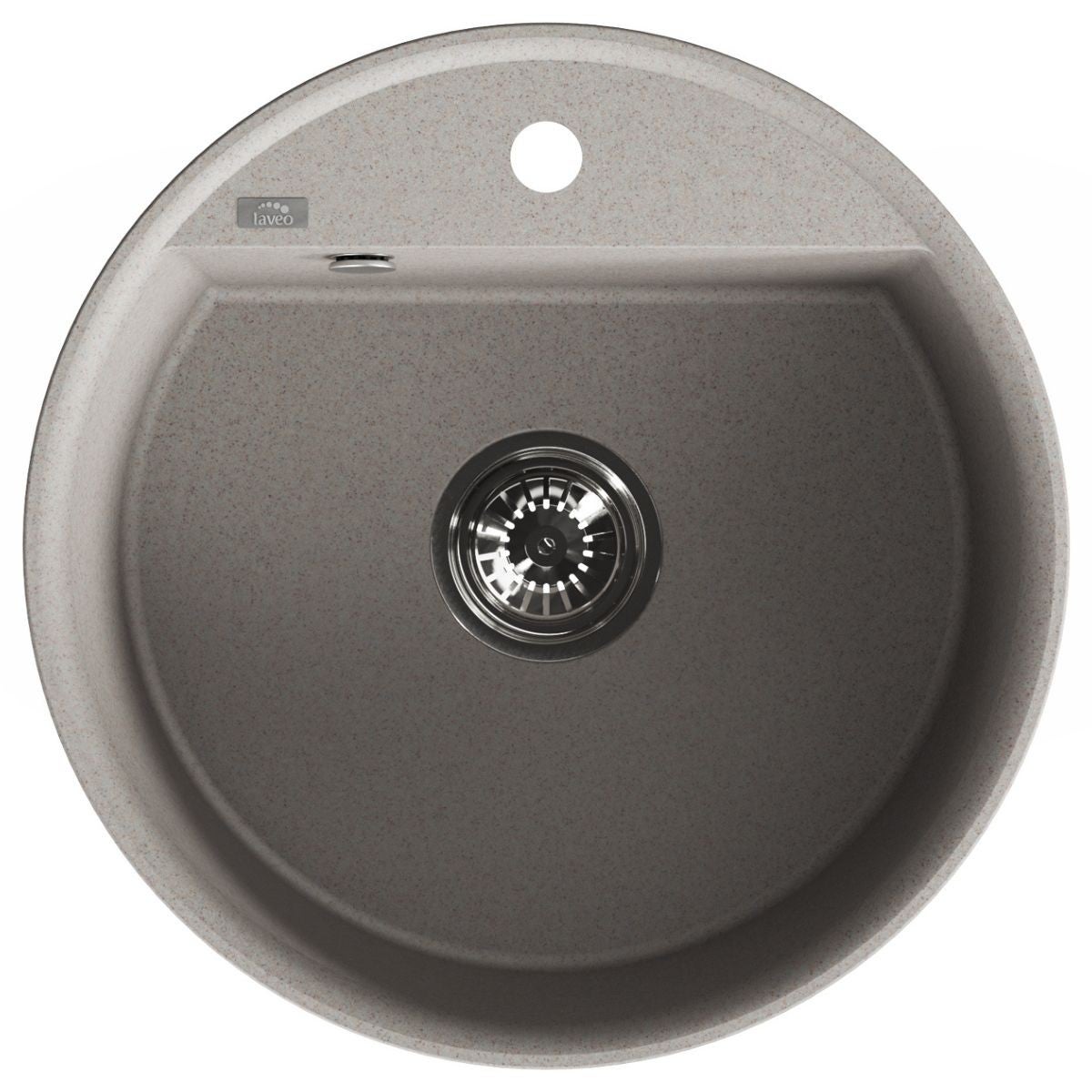 Zlewozmywak granitowy okrągły beżowy Muna 1-komorowy 510x510 mm syfon Space Saving