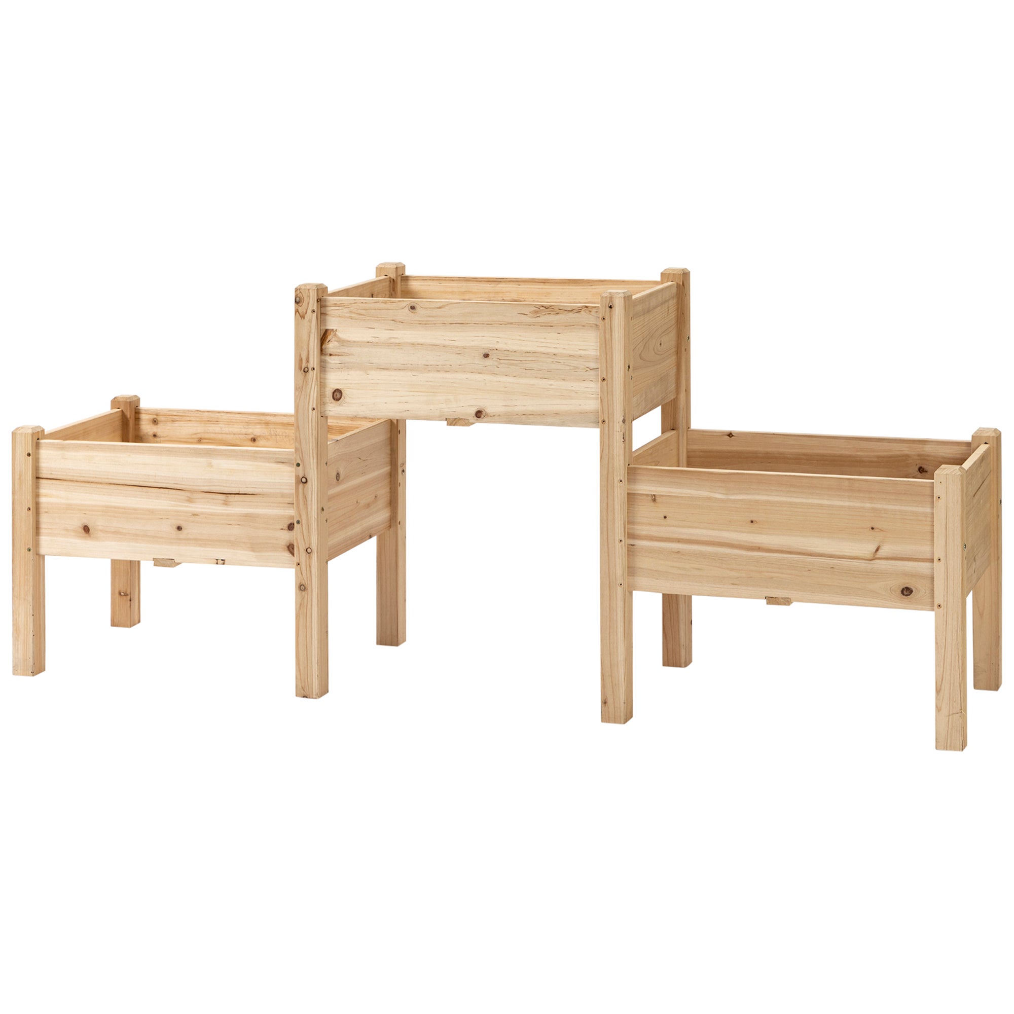 Kwadratowy Foot podwyższona grządka ogrodowa, 2-Poziom, dim. 184L x 45W x 80H cm, z Irrigation Inserts, Pre-Oiled Spruce Drewno