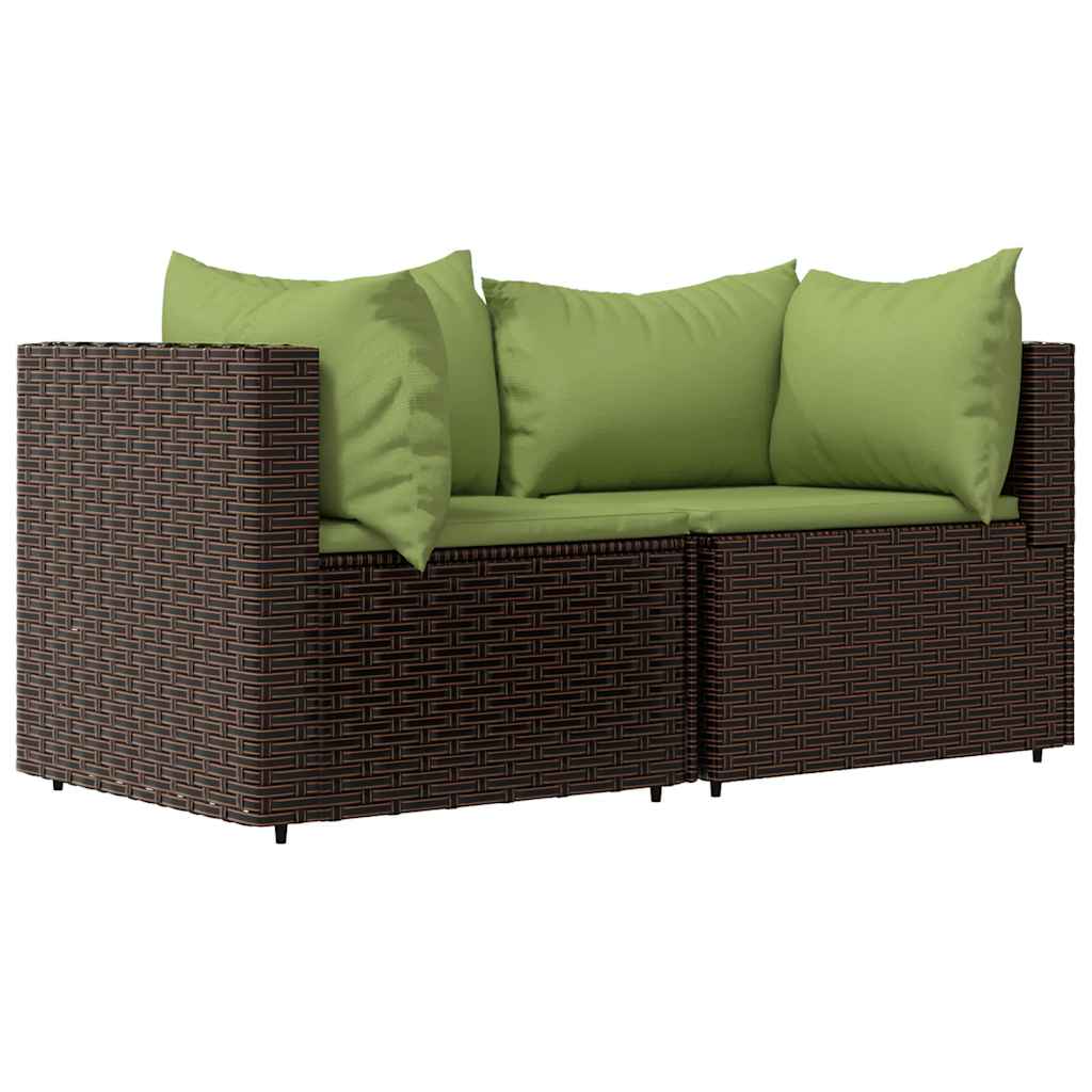 Sofa Ogrodowa Modułowa 2-Osobowa Technorattan Brązowa z Poduszkami na Taras
