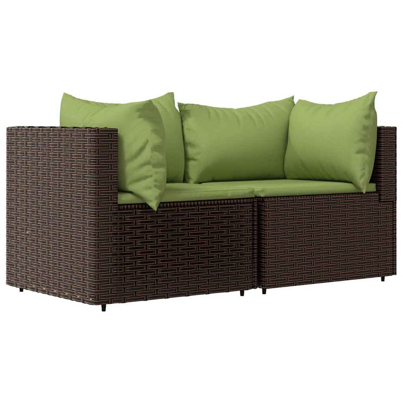 Sofa Ogrodowa Modułowa 2-Osobowa Technorattan Brązowa z Poduszkami na Taras