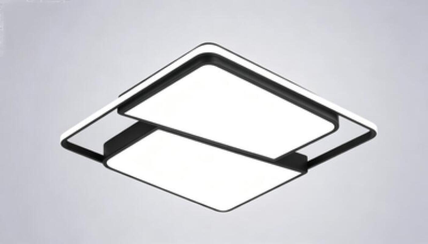 Wpuszczana lampa sufitowa LED, 54 W, trzy temperatury barwowe, regulowana jasność, z pilotem, kwadratowy kształt, kolor czarny, 50 cm.
