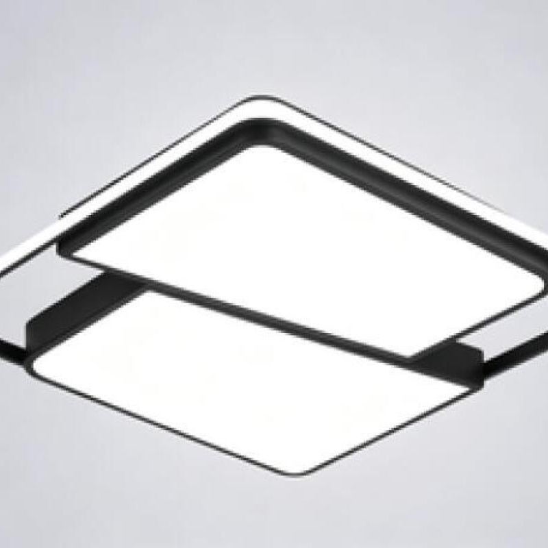 Wpuszczana lampa sufitowa LED, 54 W, trzy temperatury barwowe, regulowana jasność, z pilotem, kwadratowy kształt, kolor czarny, 50 cm.