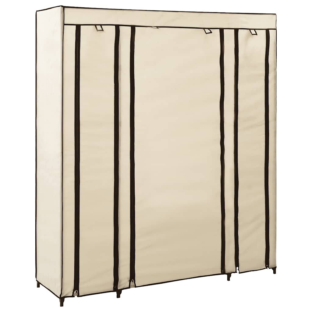 Szafa z przegrodami i drążkami, kremowa, 150x45x176 cm, tkanina vidaXL