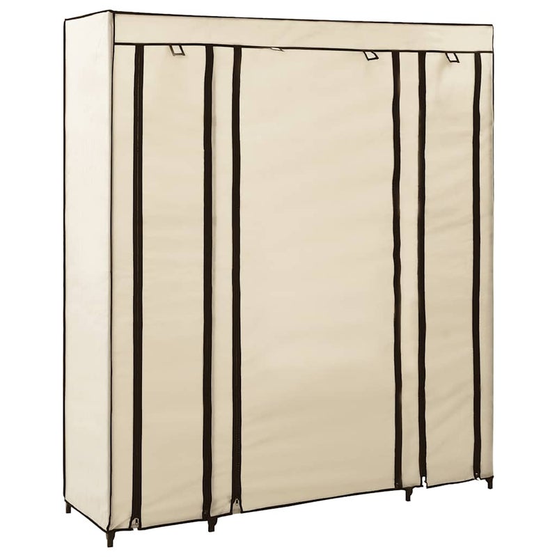 Szafa z przegrodami i drążkami, kremowa, 150x45x176 cm, tkanina vidaXL