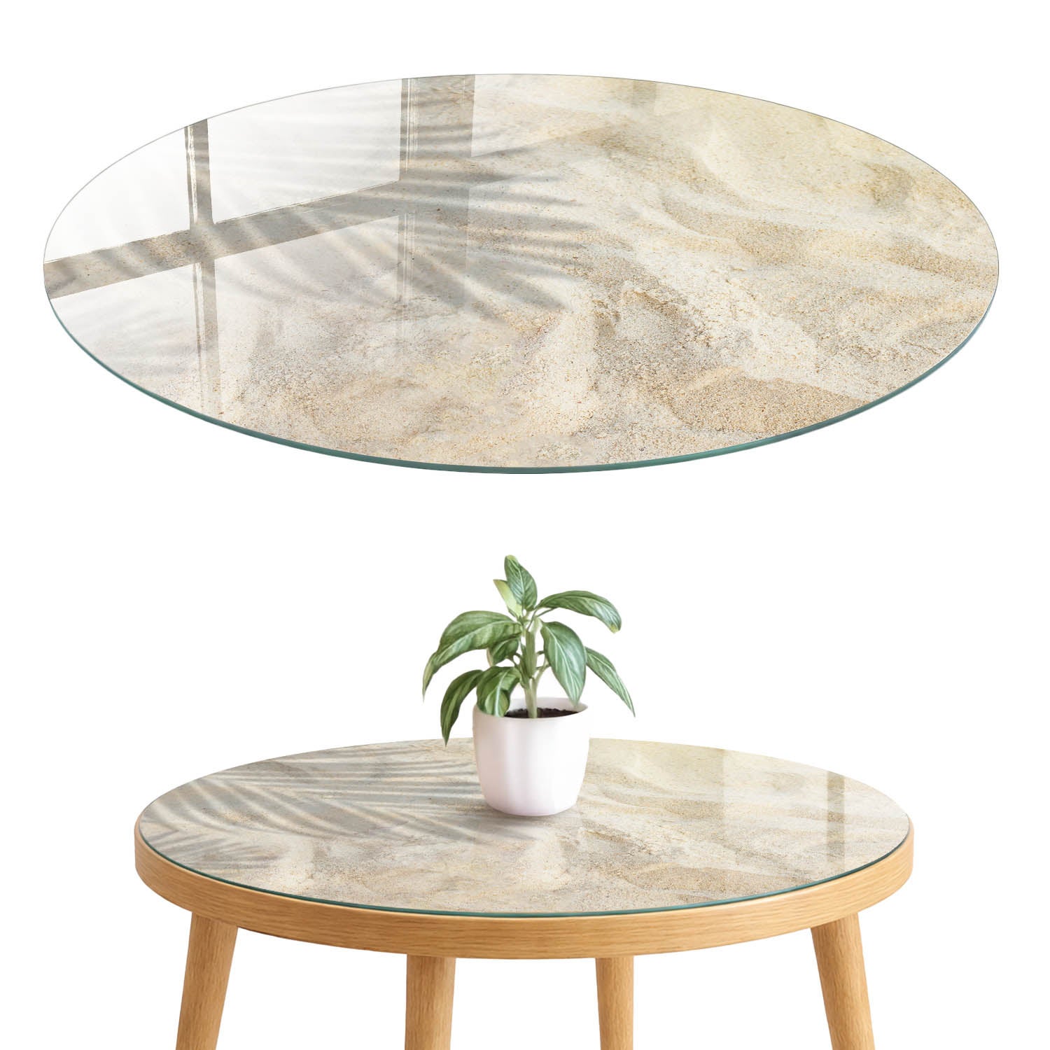 Blat szklany z grafiką i nadrukiem 4 mm - ochrona, dekoracja i metamorfoza mebli fi100 cm Piaszczysta faktura