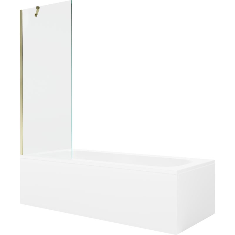 Mexen Vega wanna prostokątna 170 x 70 cm z obudową i parawanem 1-skrzydłowym 70 cm, transparent, złoty - 550117070X9507000050
