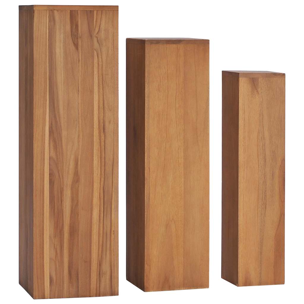 3x Stojak na Kwiaty Tekowy 85 cm do Ogrodu