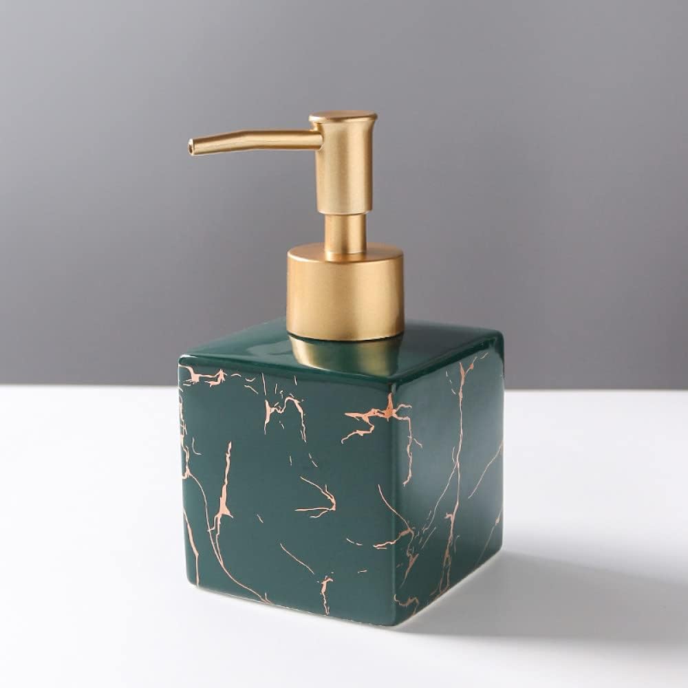 Ceramiczny dozownik do mydła w płynie z pompką - Dekoracyjna, paskowana butelka porcelanowa idealna do łazienki, kuchni lub biura