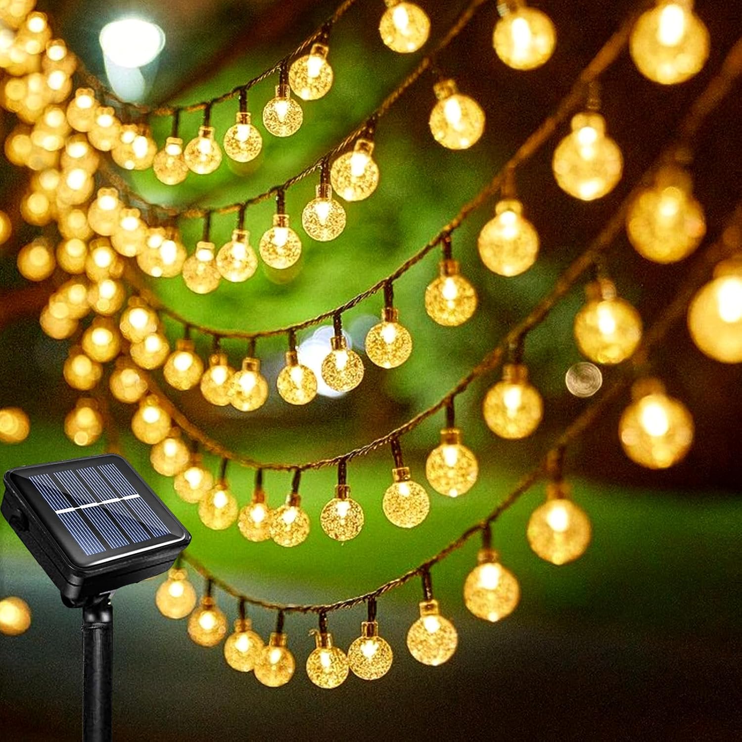 Wodoodporne lampki solarne, ciepłe kolorowe kule bąbelkowe, idealne na przyjęcia świąteczne, wesela i do ogrodu, 5 m x 2,4 cm