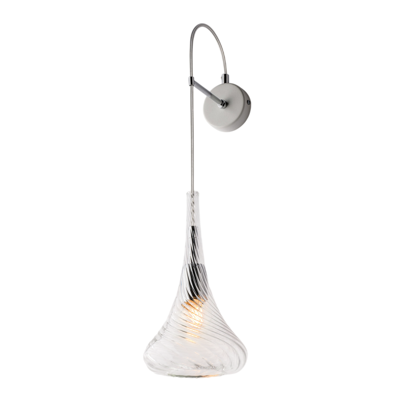 Applique in ferro con vetro trasparente pyrex 1 luce H.60 - L.14 - P.21