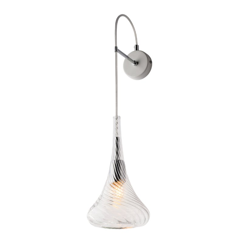 Applique in ferro con vetro trasparente pyrex 1 luce H.60 - L.14 - P.21
