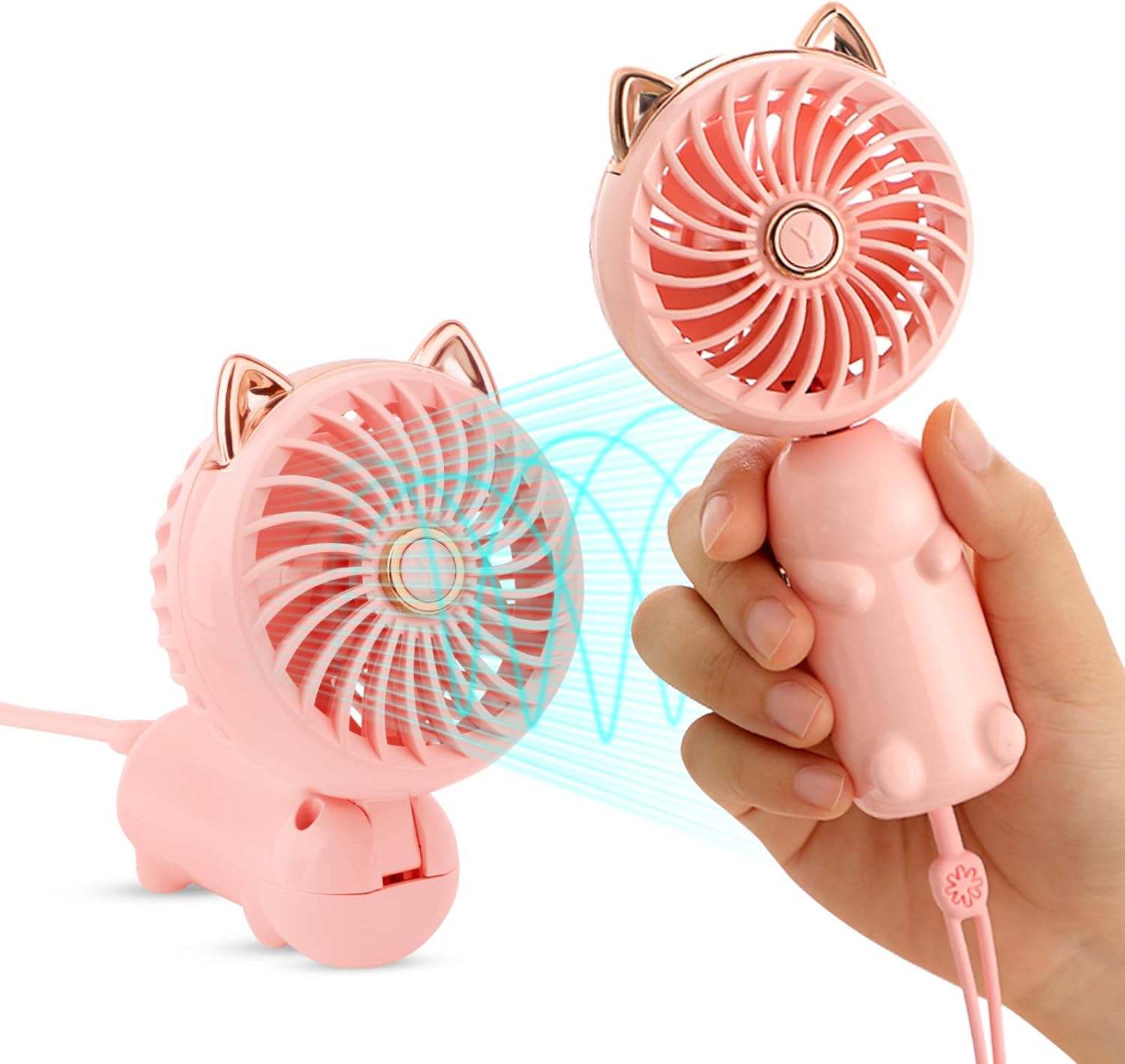 Mini przenośny wentylator USB z akumulatorem i 3 prędkościami, składany, niezbędny podczas letnich podróży