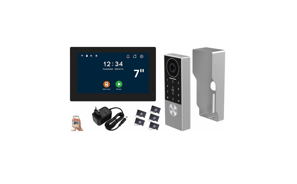 REER IPS KW07 WIDEODOMOFON VIDEODOMOFON WiFi 1080p APP 7' TUYA 2 ŻYŁOWY PASTYLKI KLAWIATURA
