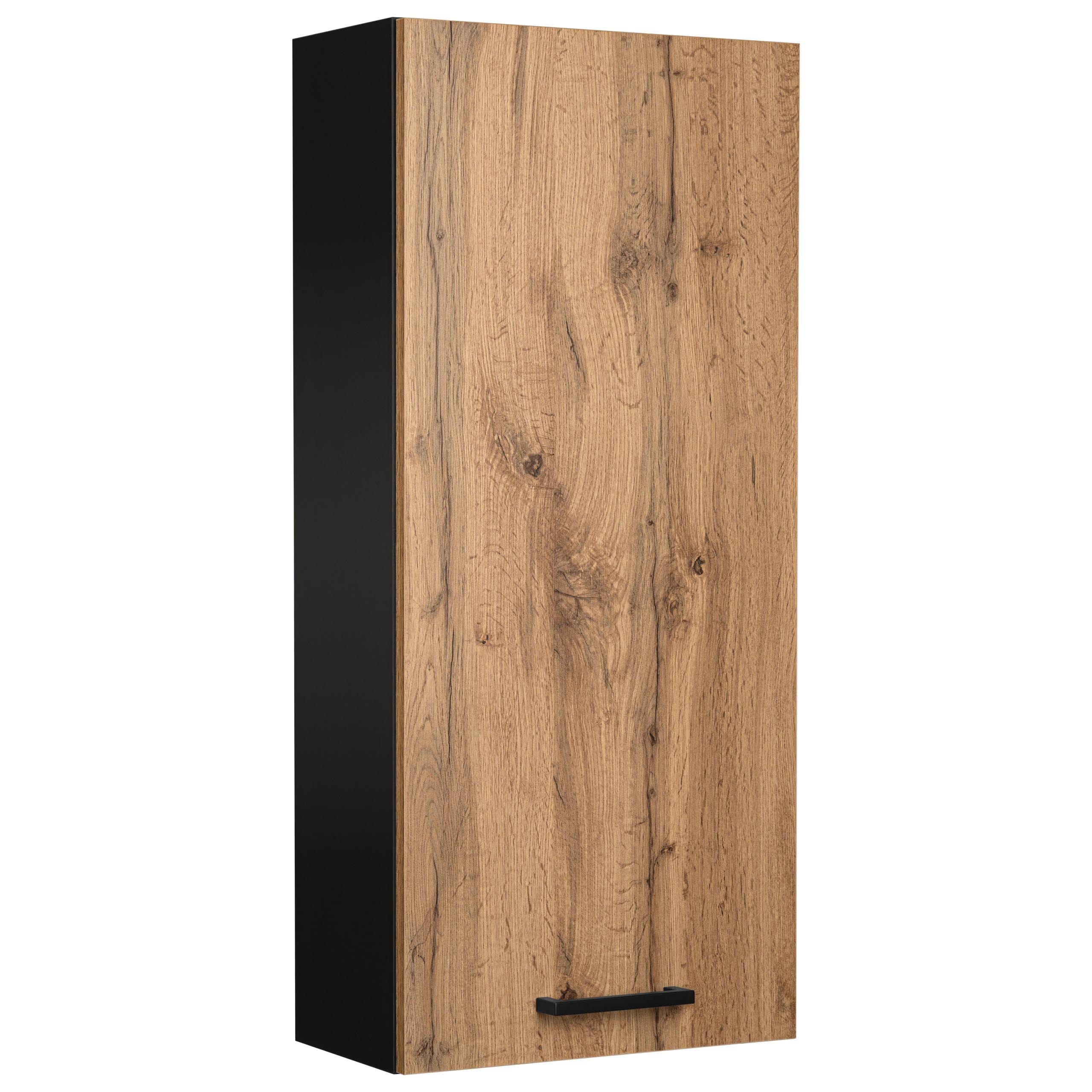 Szafka łazienkowa wisząca czarna mat dąb wotan do łazienki 40 x 90 cm