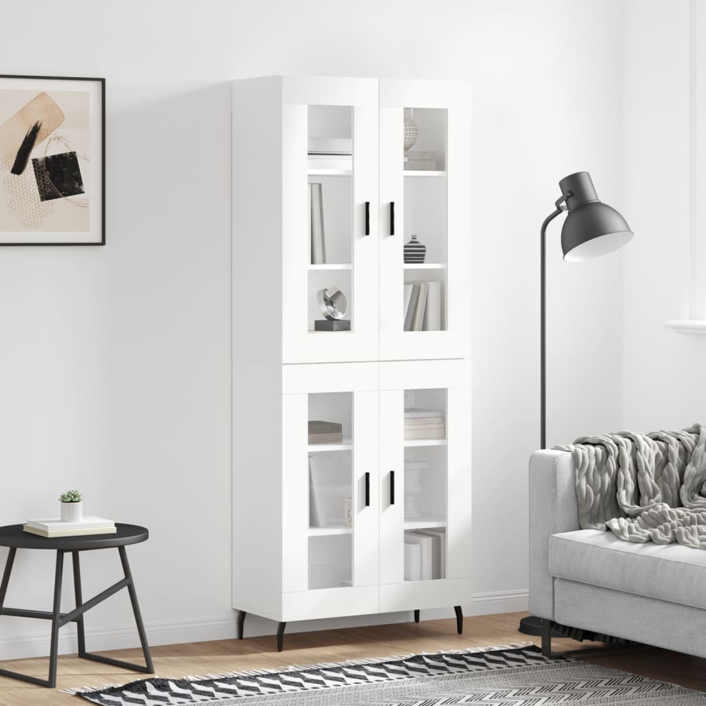 vidaXL Witrynka, biała, 69,5x34x180 cm, materiał drewnopochodny