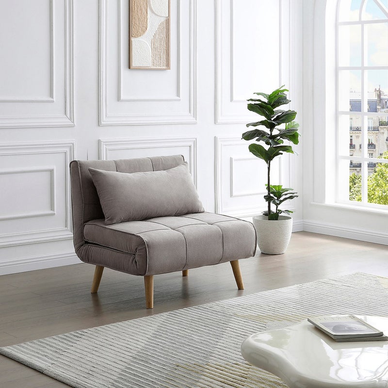 Rozkładany fotel tapicerowany szarobeżowy CHILA