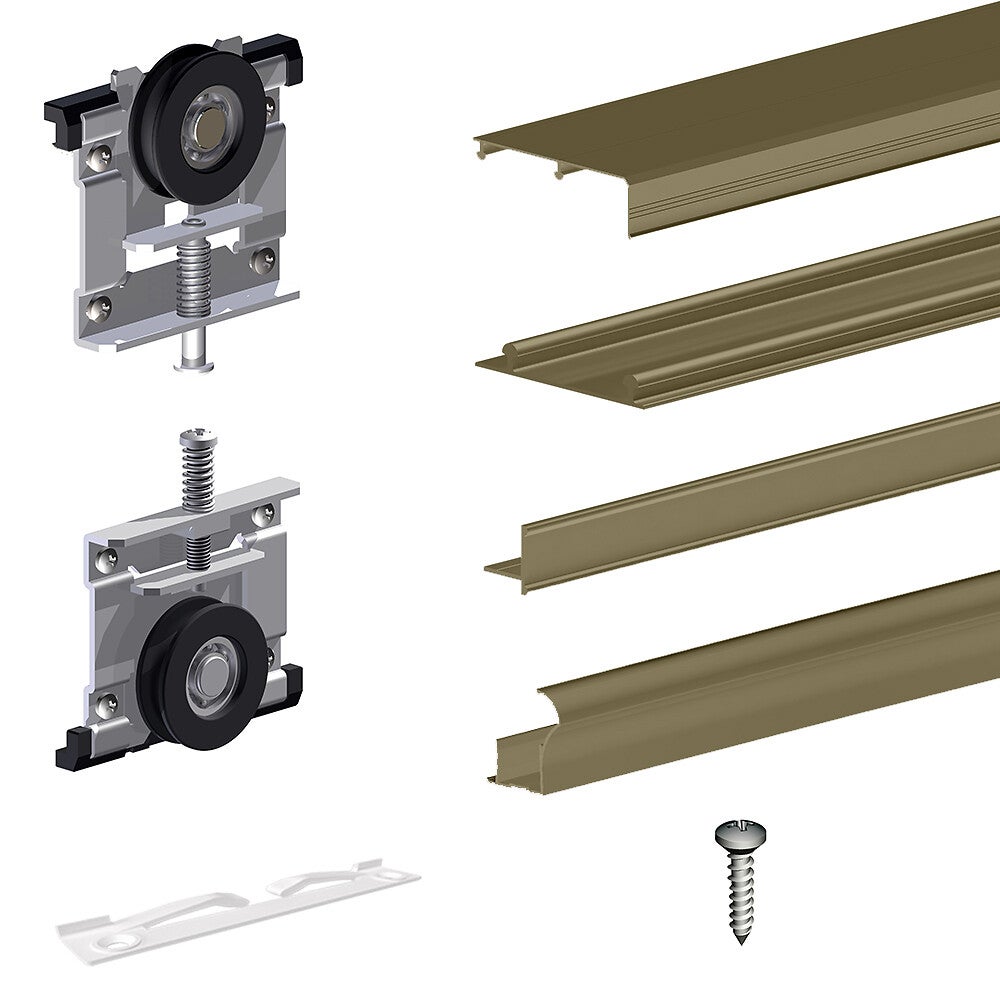 System do drzwi przesuwnych w szafie SLID’UP 220 na 3 skrzydła, grubość drzwi 18 mm, długość prowadnicy 270 cm, kolor ol