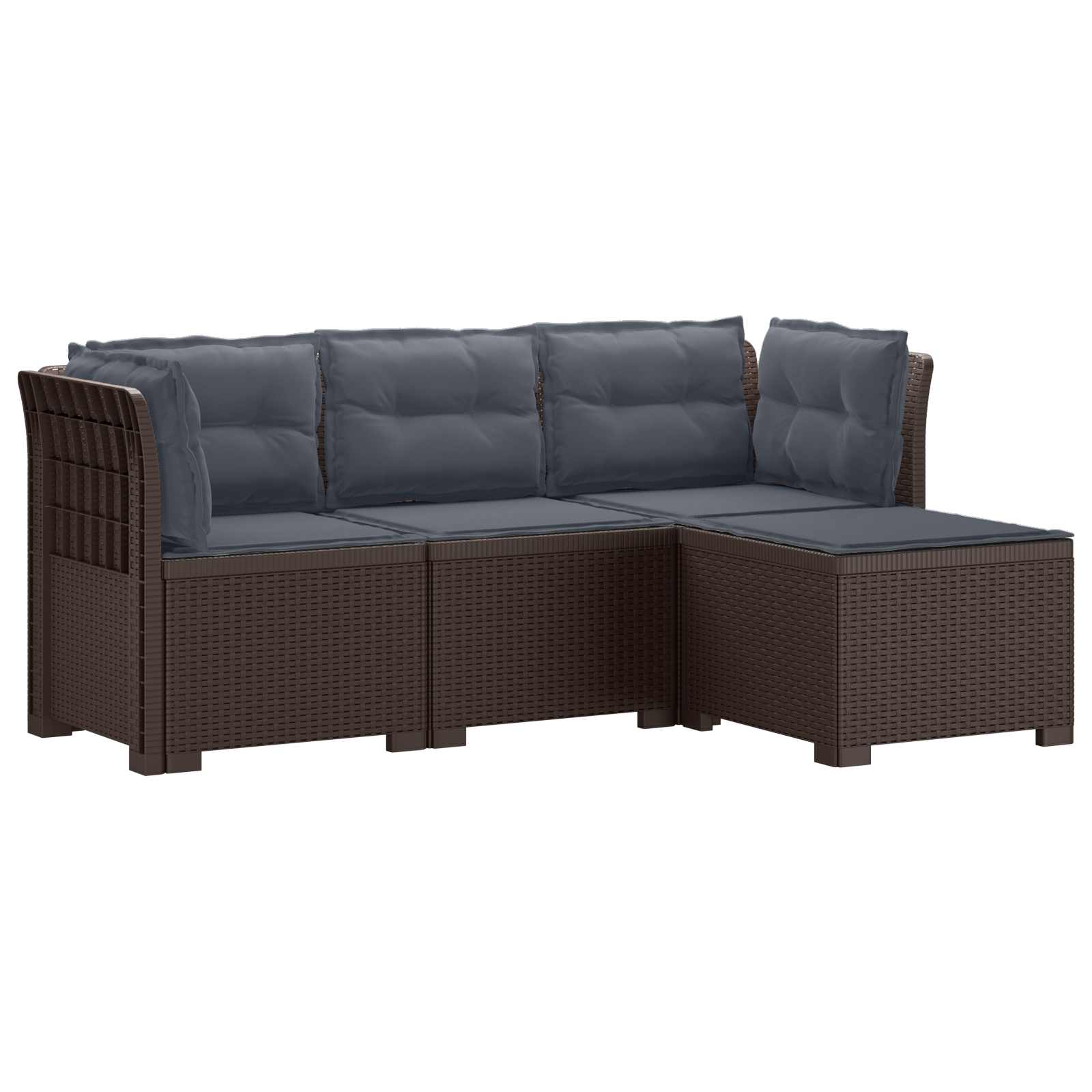 Sofa ogrodowa dla 4 osób z poduszkami w stylu rattanowym PP vidaXL