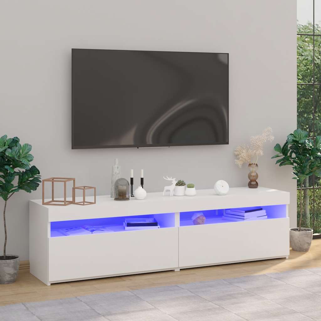 vidaXL Szafki TV z oświetleniem LED, 2 szt., białe, 75x35x40 cm