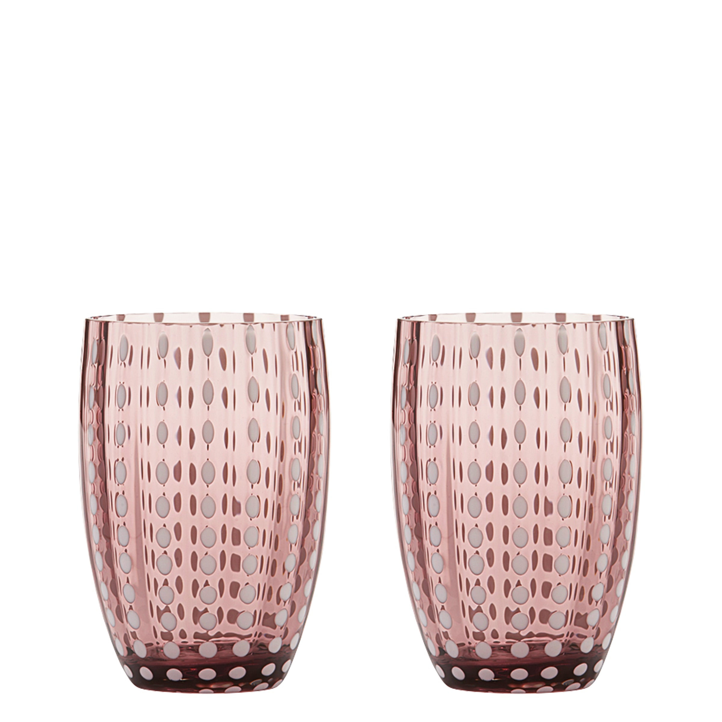 Szklanka Zafferano Perle Amethyst - dmuchane ustami kolorowe szkło, 32 cl, ręcznie robione - zestaw 2 kieliszków rzemieślniczych do wody lub koktajli