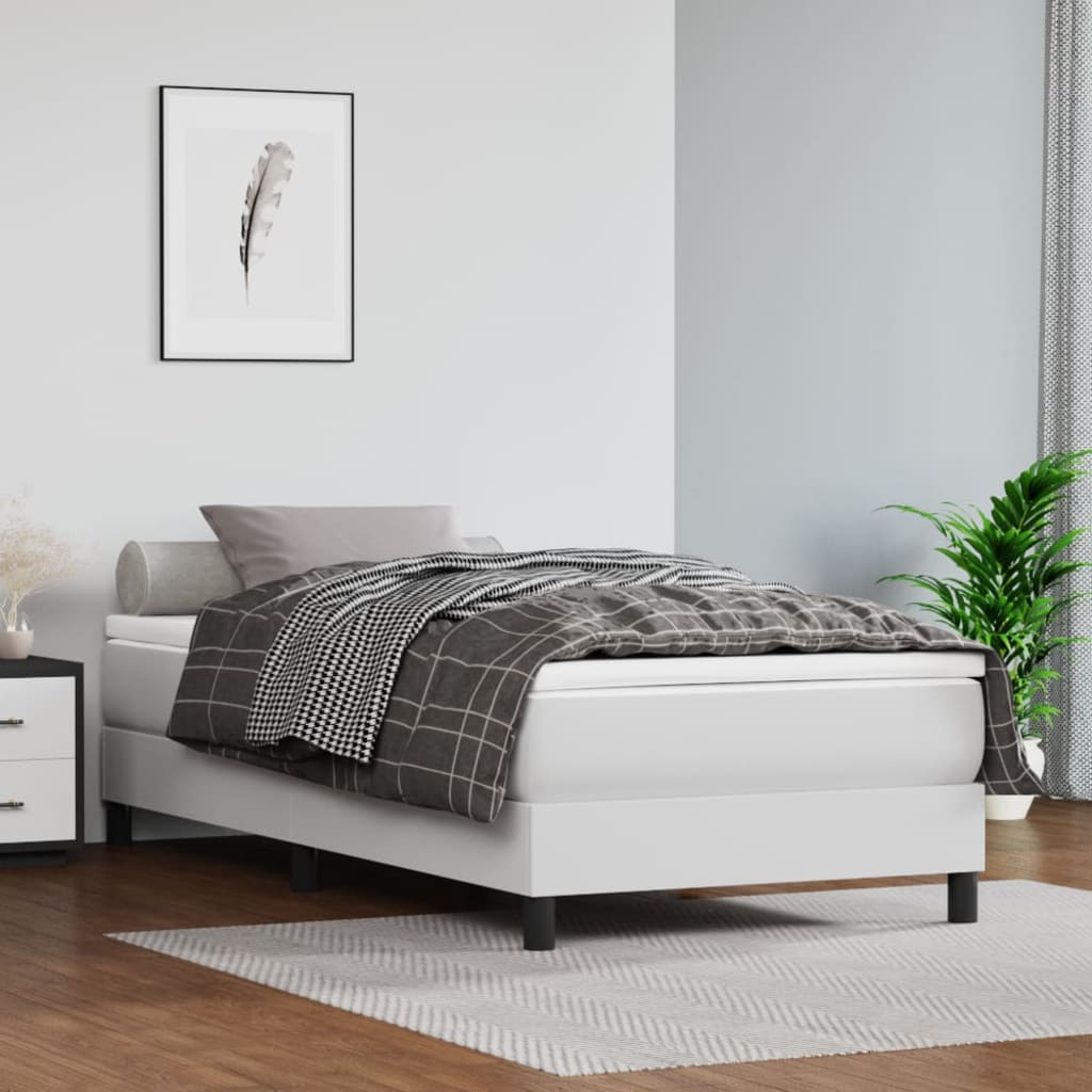 Materac kieszeniowy, średnia twardość, biały, 90x200x20 cm, sztuczna skóra vidaXL