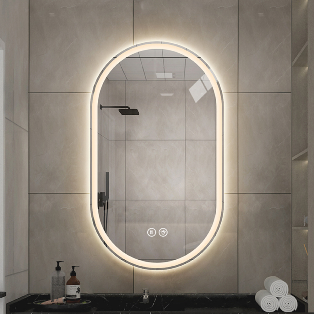Luster do makijażu do łazienki smart 60×90 cm owalne bez ramki, 3 regulowane tryby oświetlenia
