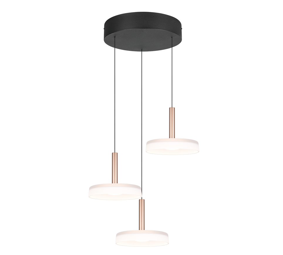 Lampa wisząca nowoczesna okrągła brązowa 3 szklane klosze do salonu nad stół ciepła barwa LED 7W CELESTE Trio