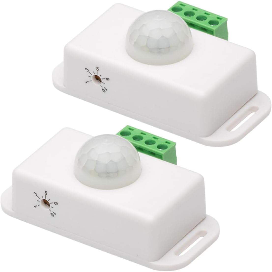 (7,6 x 4,5 x 3,4 cm) 2 sztuki kontrolerów czujnika światła LED z czujnikiem ruchu PIR do 12 V, biały czujnik brzuszny