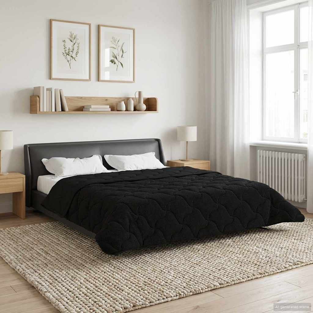 Zimowa Kołdra Czarny 220 x 260 cm Mikrofibra i Fleece Teddy vidaXL