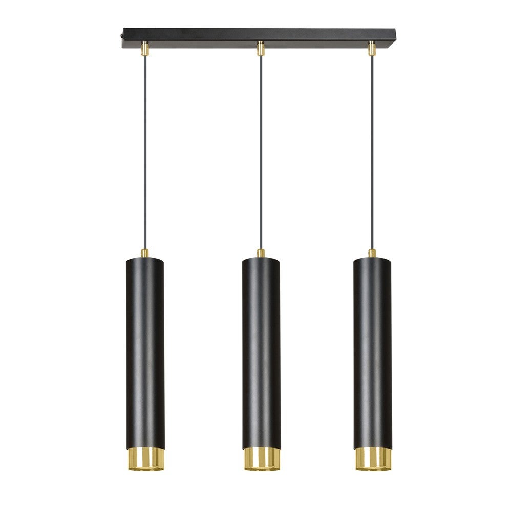 Lampa wisząca Mura 3 światła cylindryczne czarno-złote 3xGU10