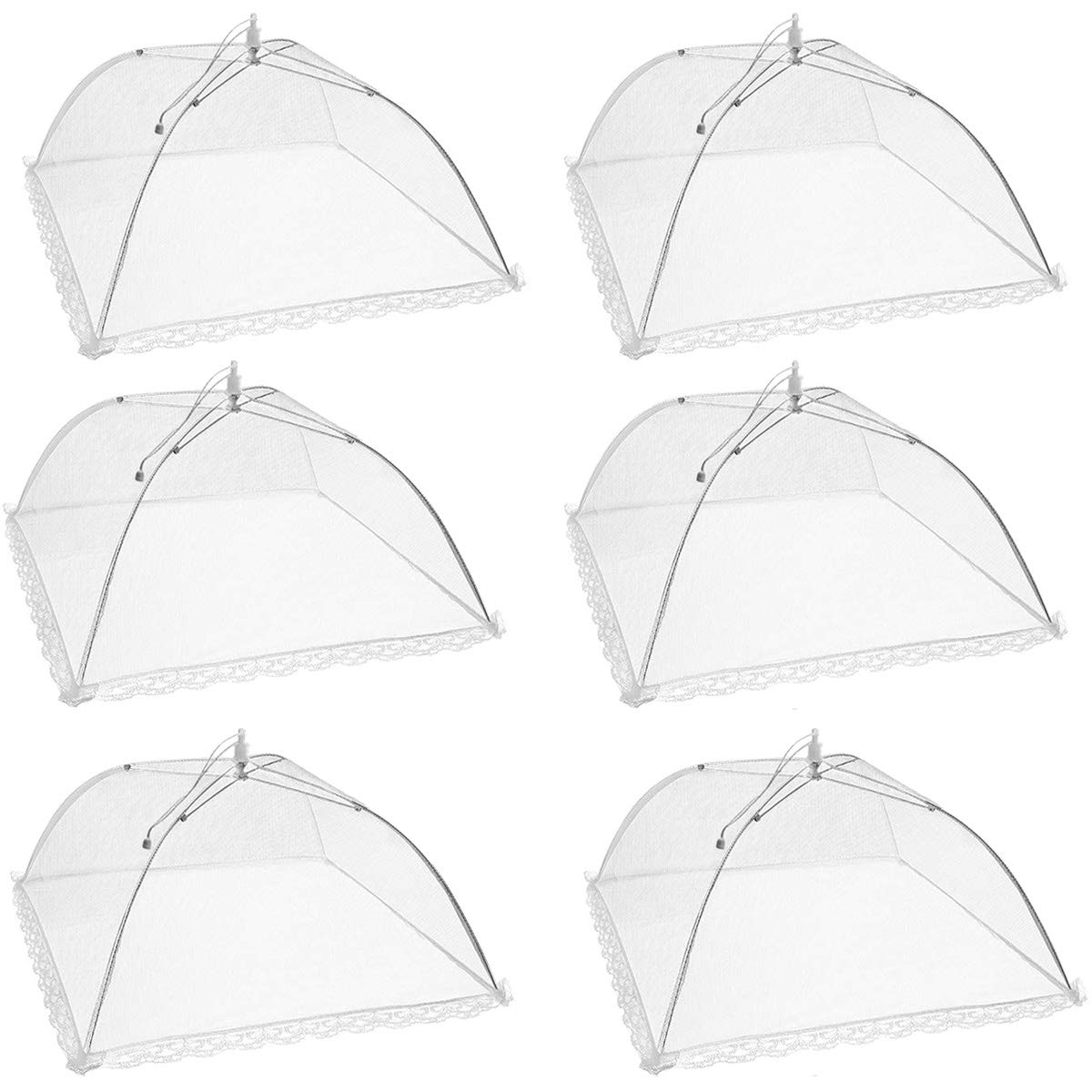 Pop-up klosze do ochrony żywności z siatki (6 sztuk) - Duże i wysokie - 43 x 43 x 25 cm - Na zewnątrz, do namiotów, na pikniki, grille