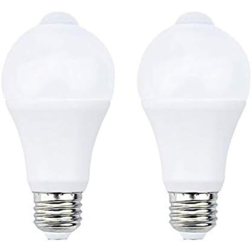 Żarówka LED z czujnikiem ruchu PIR na podczerwień E27 12 W, A60 220 V, 700 lm, odpowiednik żarówki halogenowej 70 W (opakowanie 2 szt., 2700 kJ).
