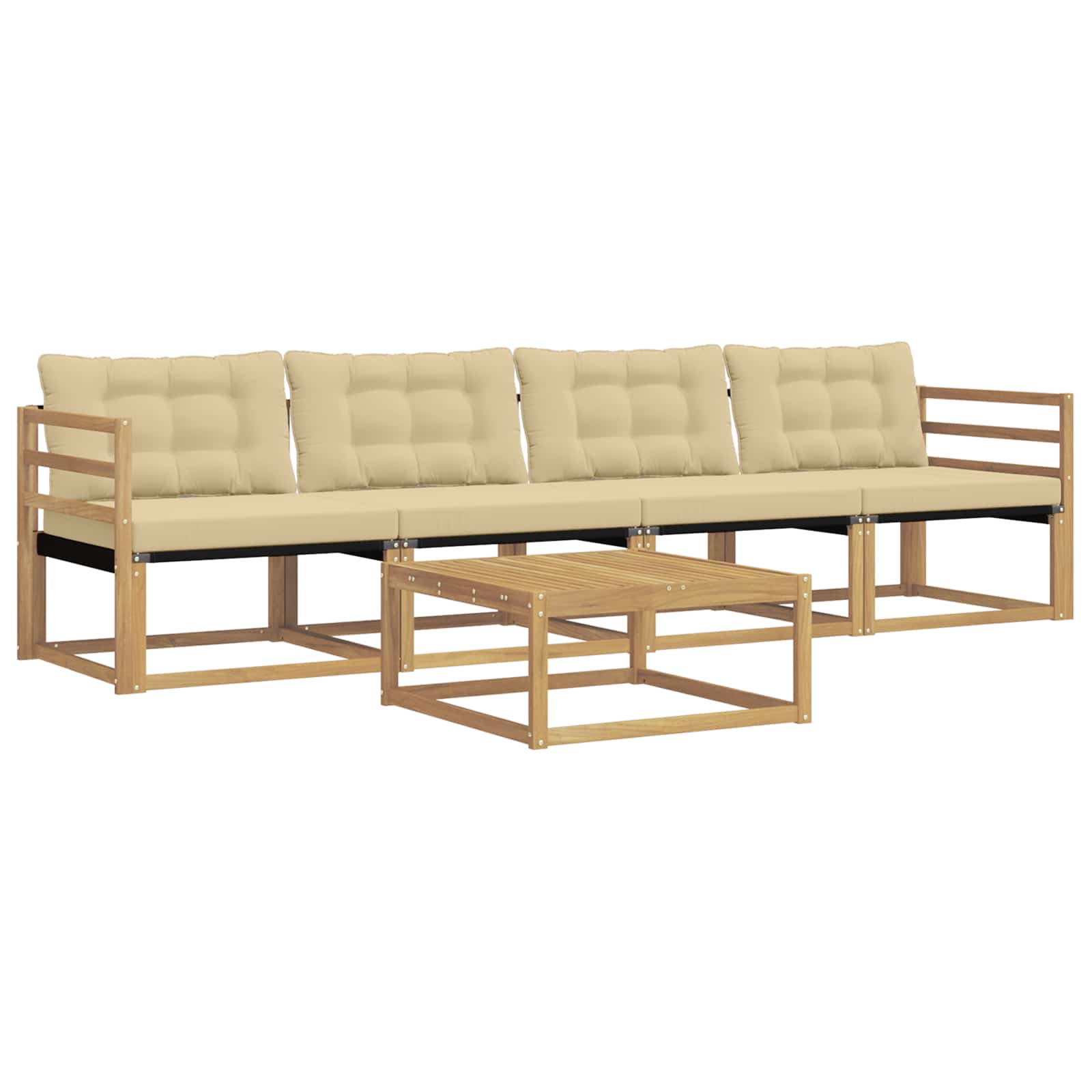 Zestaw sof na zewnątrz 5 pcs Biały i Beżowy 79 x 79 x 37 cm
