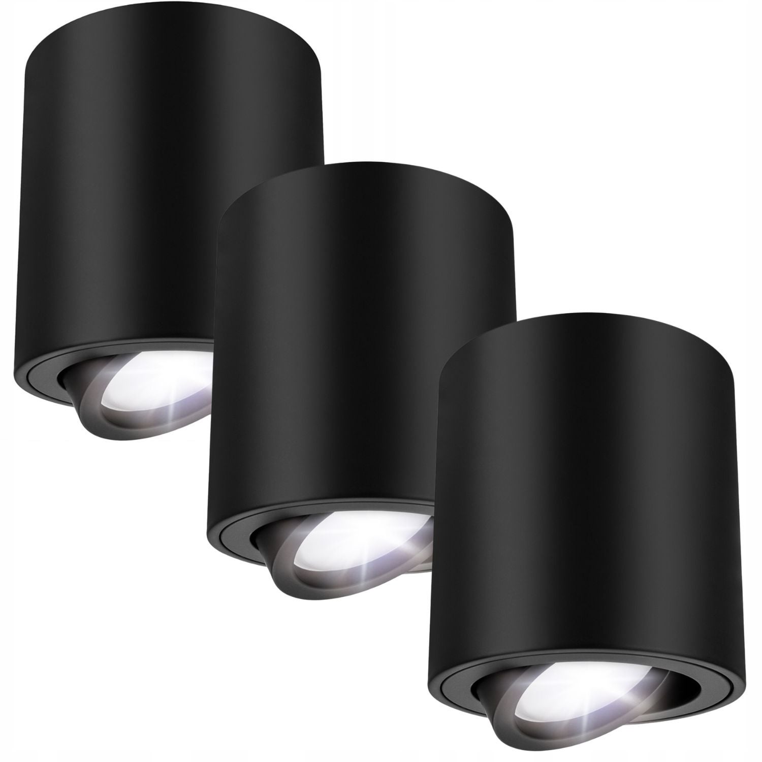 3x Reflektor natynkowy SPOT sufitowy Czarny okrągły 3x GU10 Ruchoma Oprawa Halogenowa TUBA LED 3 szt. - LEDHOFF