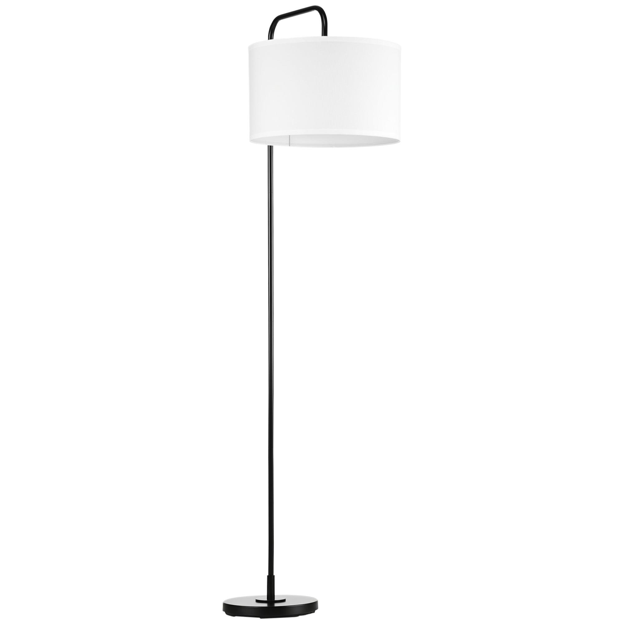 Nowoczesna lampa podłogowa z abażurem z syntetycznego lnu, lampa do czytania w salonie, 64x38x163,5 cm, czarno-biała