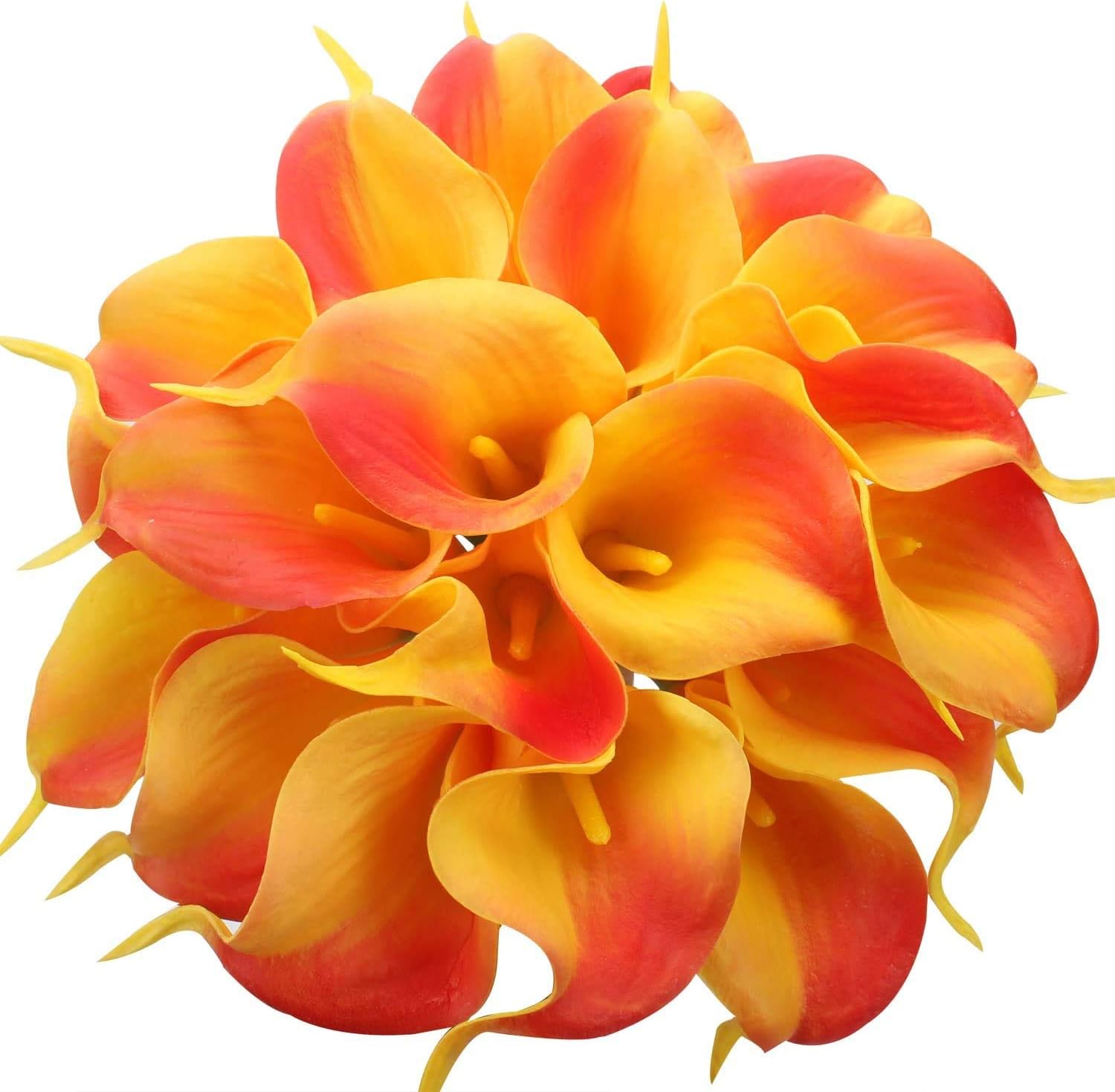 24 szt. Sztuczne lilie Calla z lateksu, realistyczny bukiet lilii Calla z pojedynczą łodygą do domu, na przyjęcie, do biura (Sunset Red)